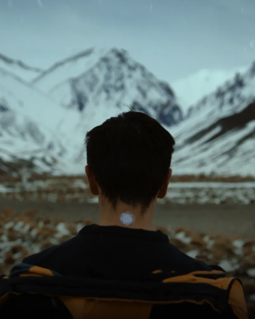 Man in front of the mountain